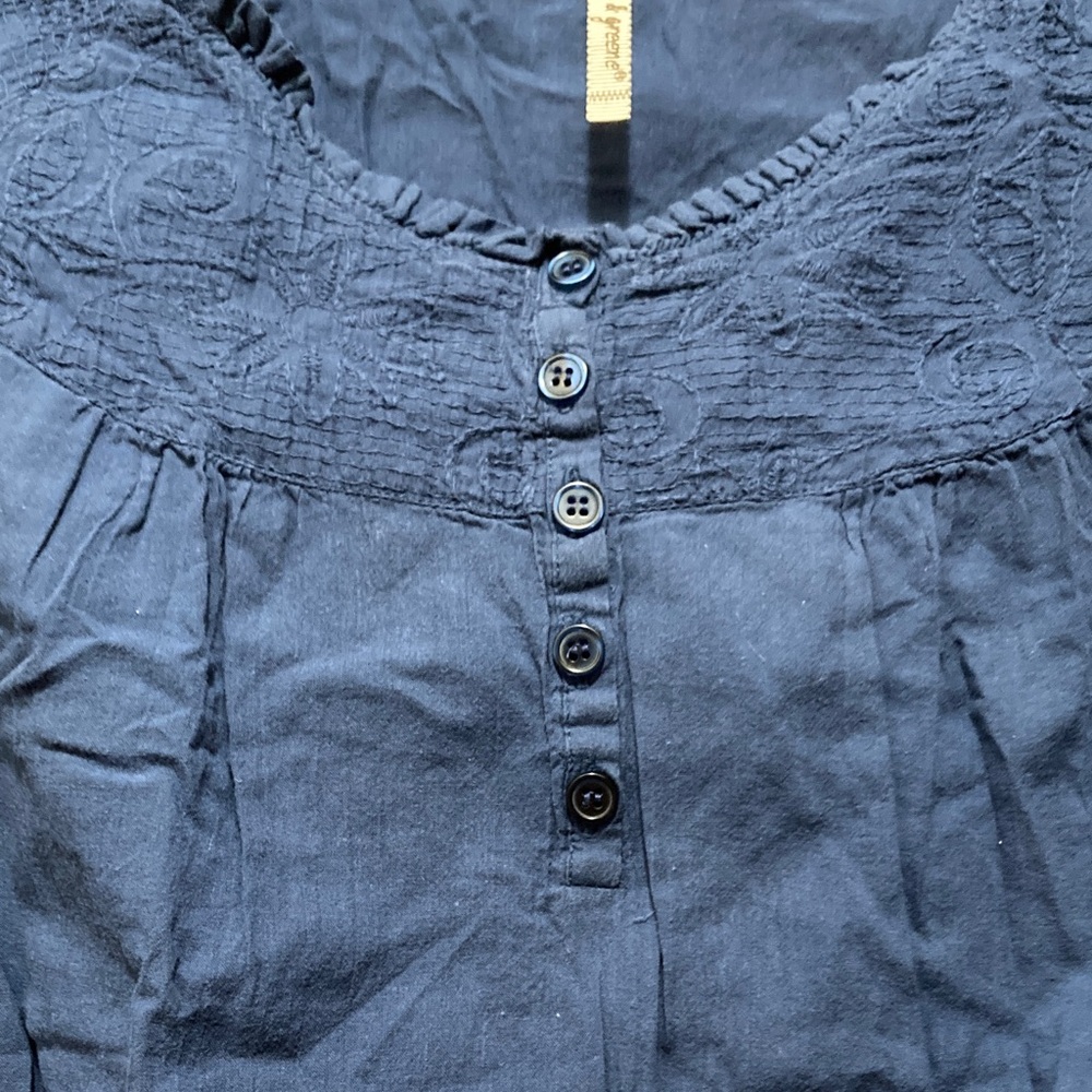 Grand & Greene Royal Blue Cap Sleeve Blouse - Picture 3 of 7